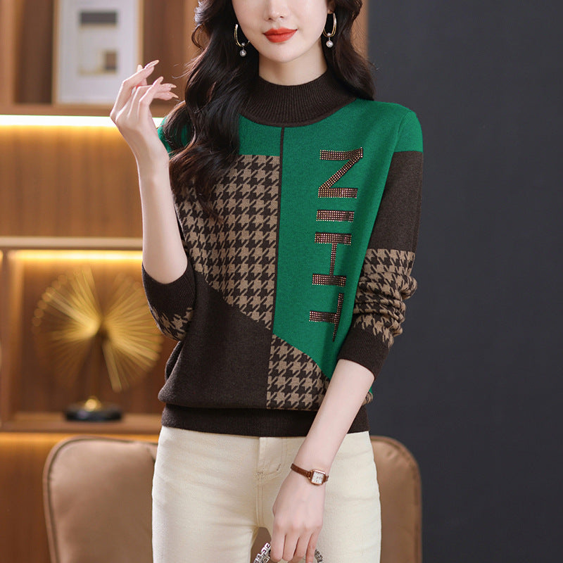 Color Matching Western Style Inner Wear Knitwear Thick