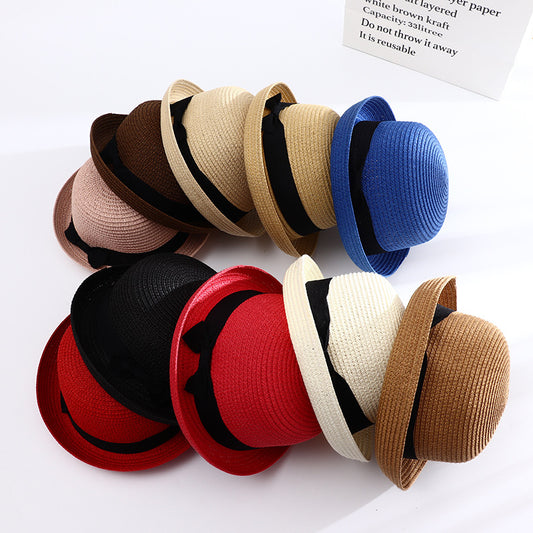 Women's New European And American Woven Bow Straw Hat