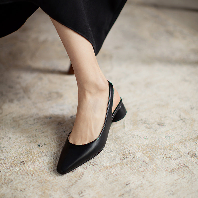 Women's Chunky Heel Pointed Toe Shallow Sandals