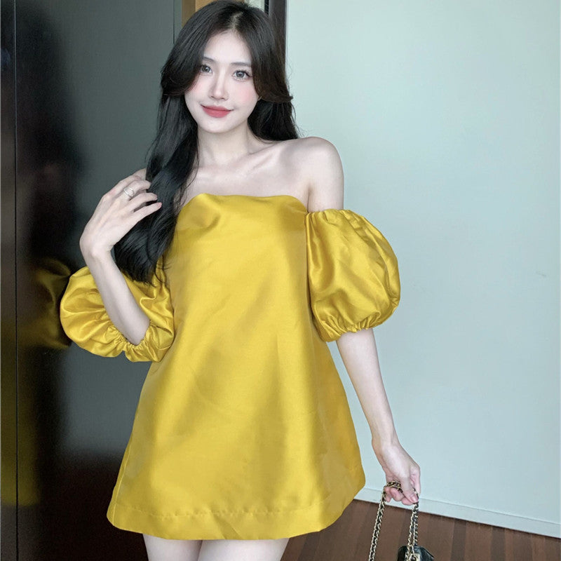 Off-shoulder bluse med pufærmer til kvinder - Fransk sommer