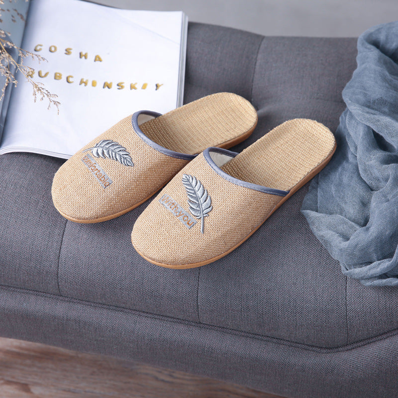 Linen Slippers Women's Home Indoor Non-slip Soft Bottom Cotton And Linen Thick