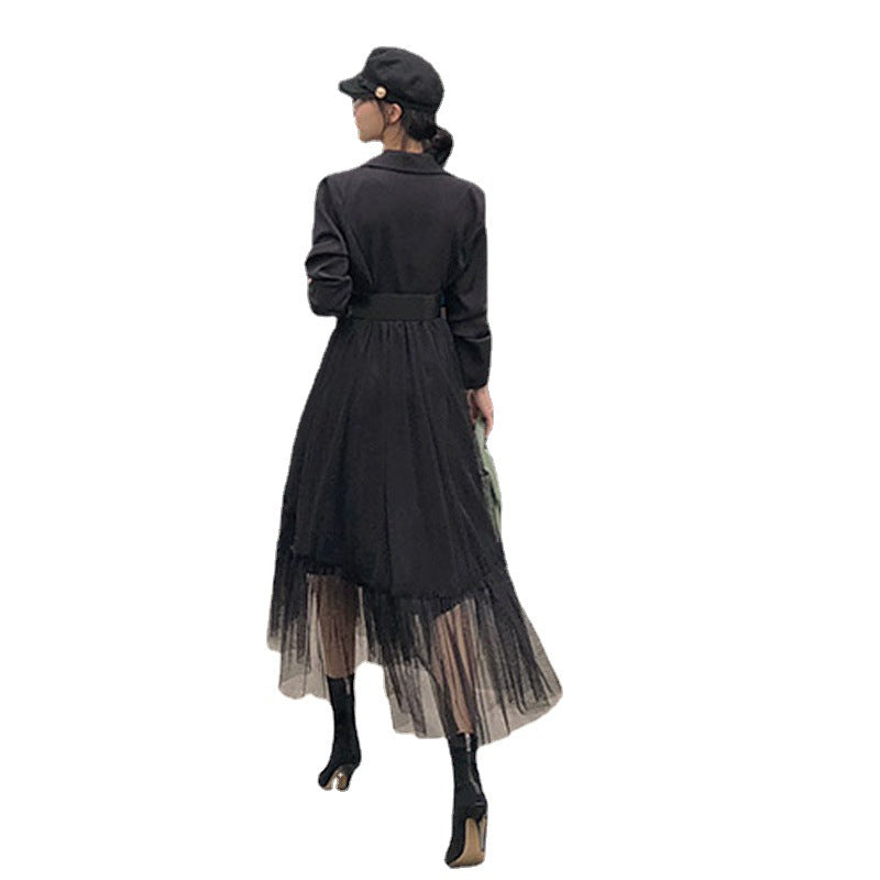Fashionable Stitching A-line Mesh Dress