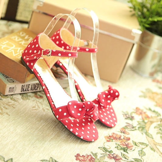 Women's Polka Dot Bow Flat Shoes
