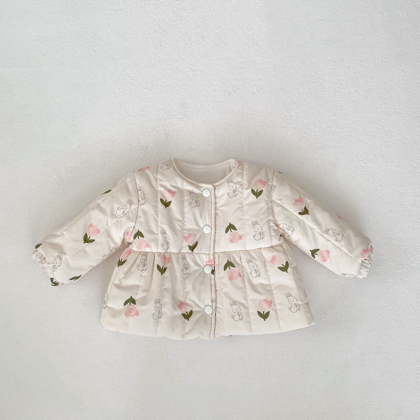 Girls' Compressed Cotton Fleece Lined Long Coat