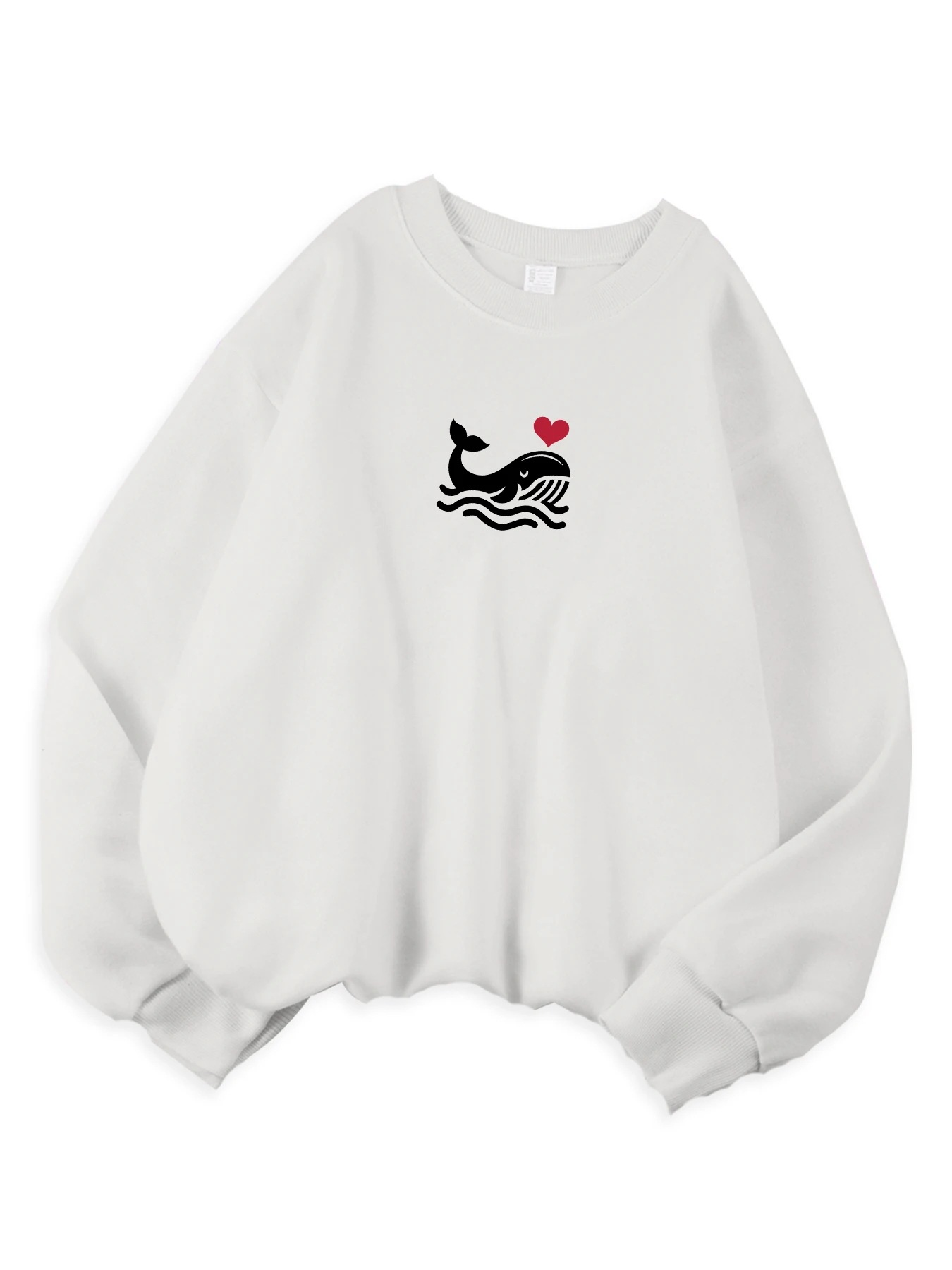 Afslappet sweatshirt til kvinder med print, hyggelig hættetrøje til efteråret, blød uldblanding