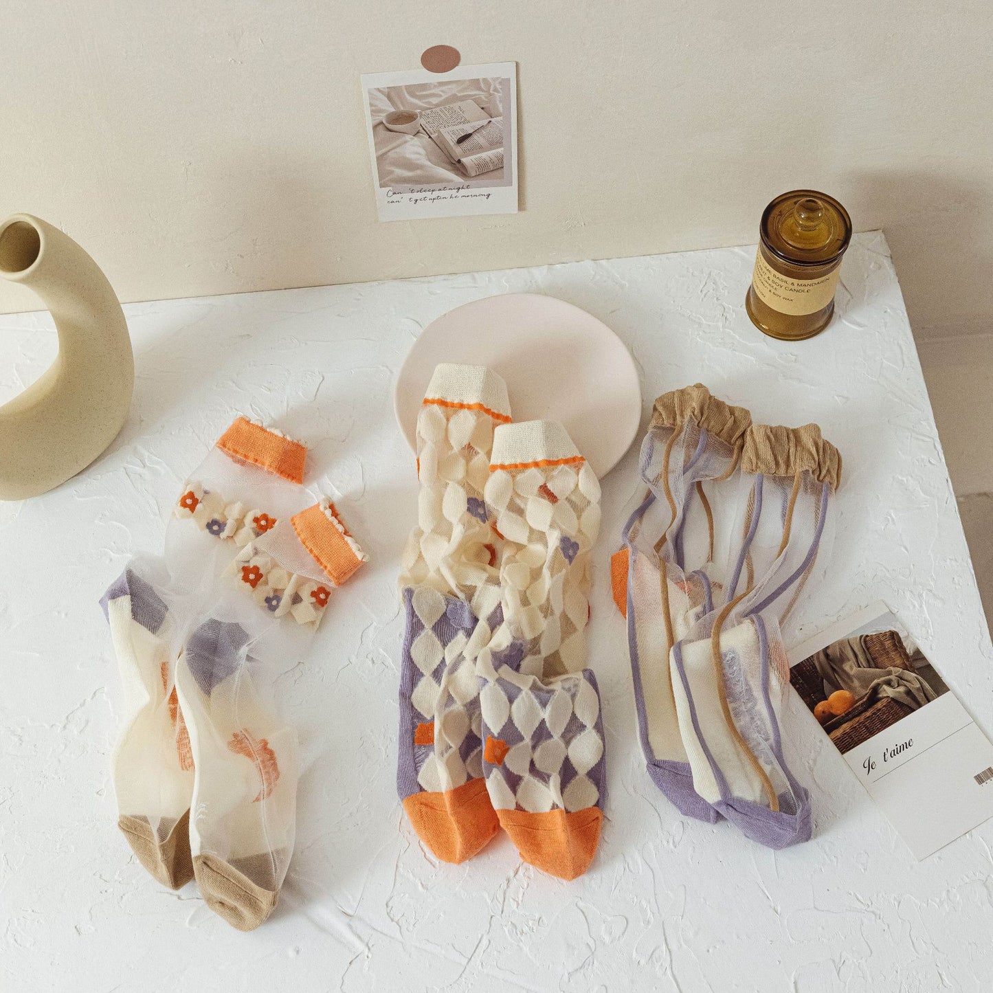 Spring And Summer Thin Cute Kanekalon Diamond Spun Glass Long Socks
