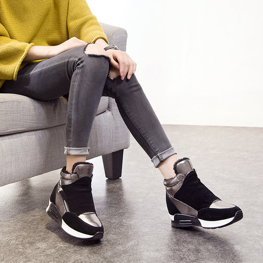 Thick-soled High-rise Casual Sports Shoes Girls' Cotton