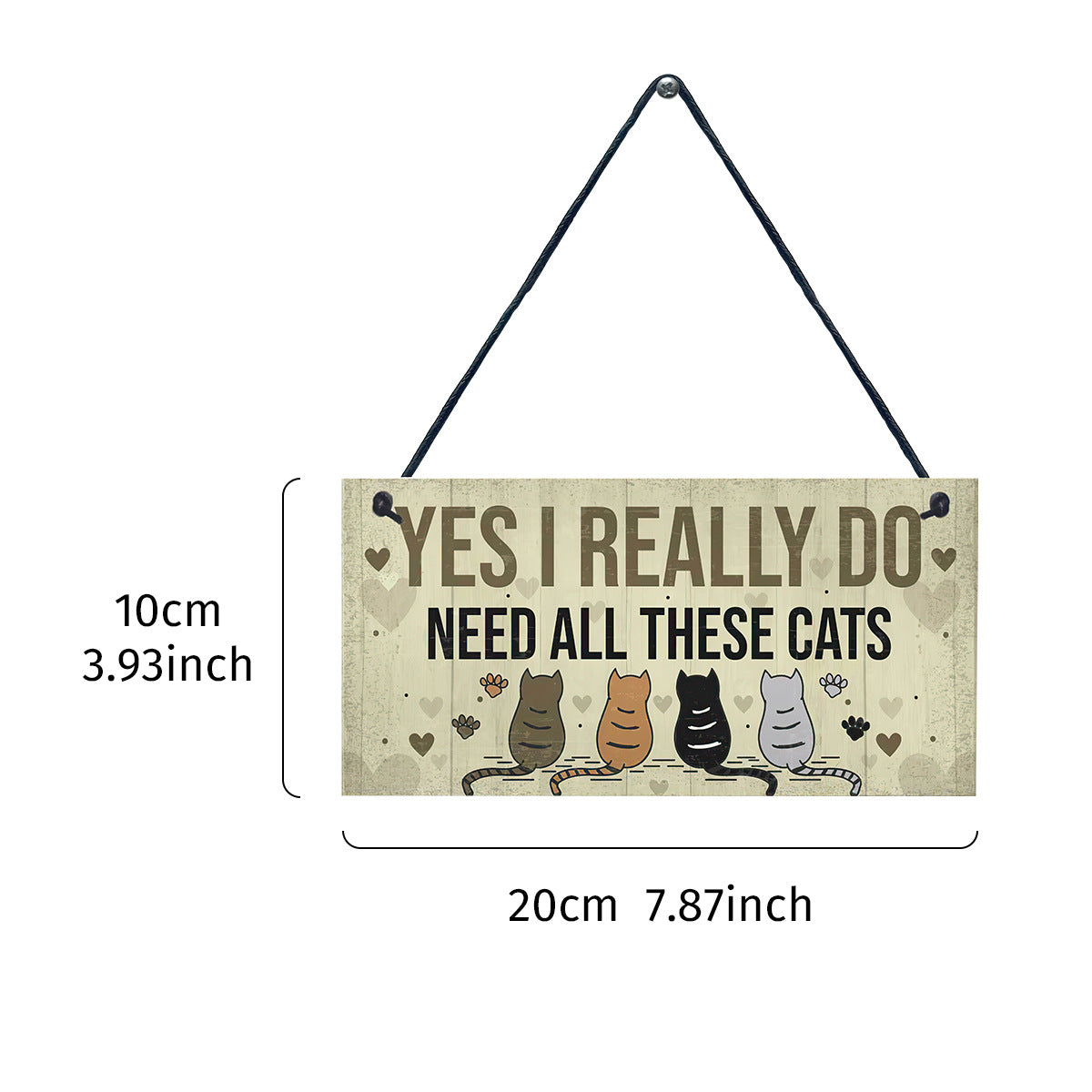 Wooden Cat Pendant For Pets Vintage Style