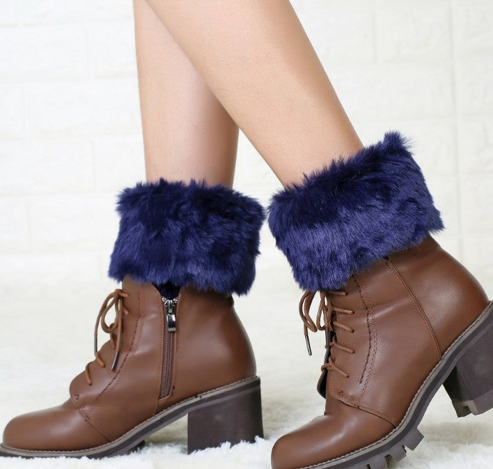 Korean Version Autumn And Winter Short Turned Fur Warm Leg Boots