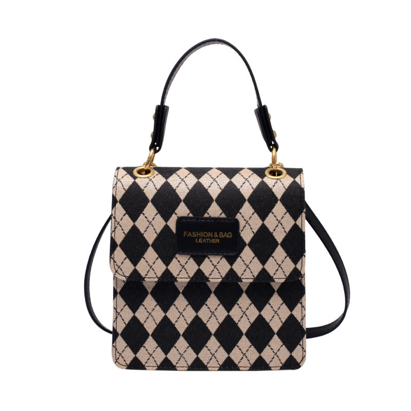 Fashion Plaid Messenger Bag Handheld One Shoulder Small Square Bag