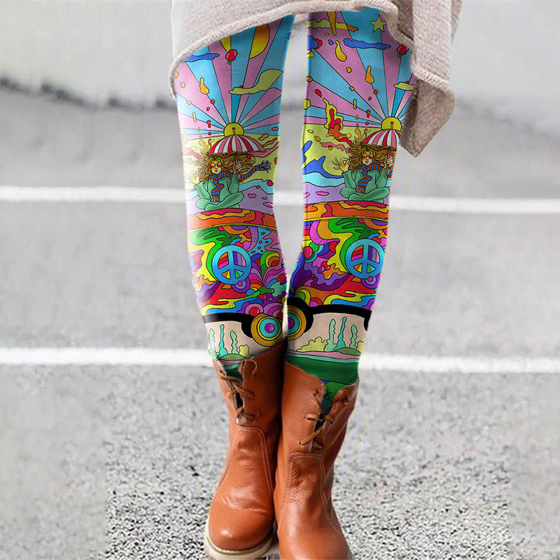 Fitness Sport 3D-printede højtaljede tights