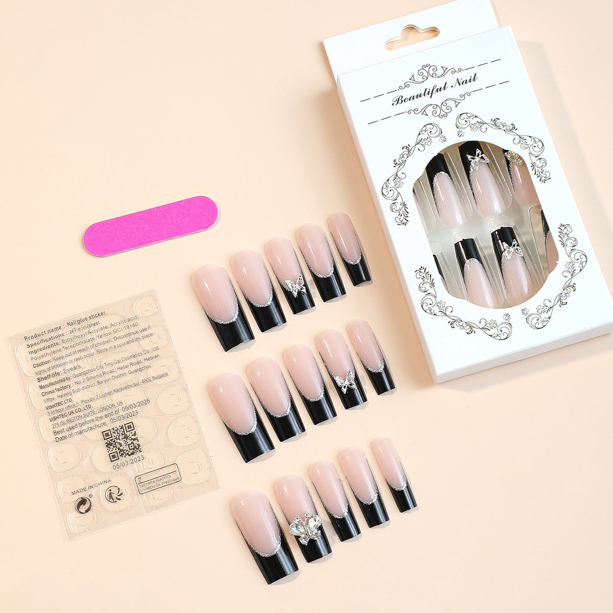European And American Extended Water Pipe Wear Nail Tip French Butterfly