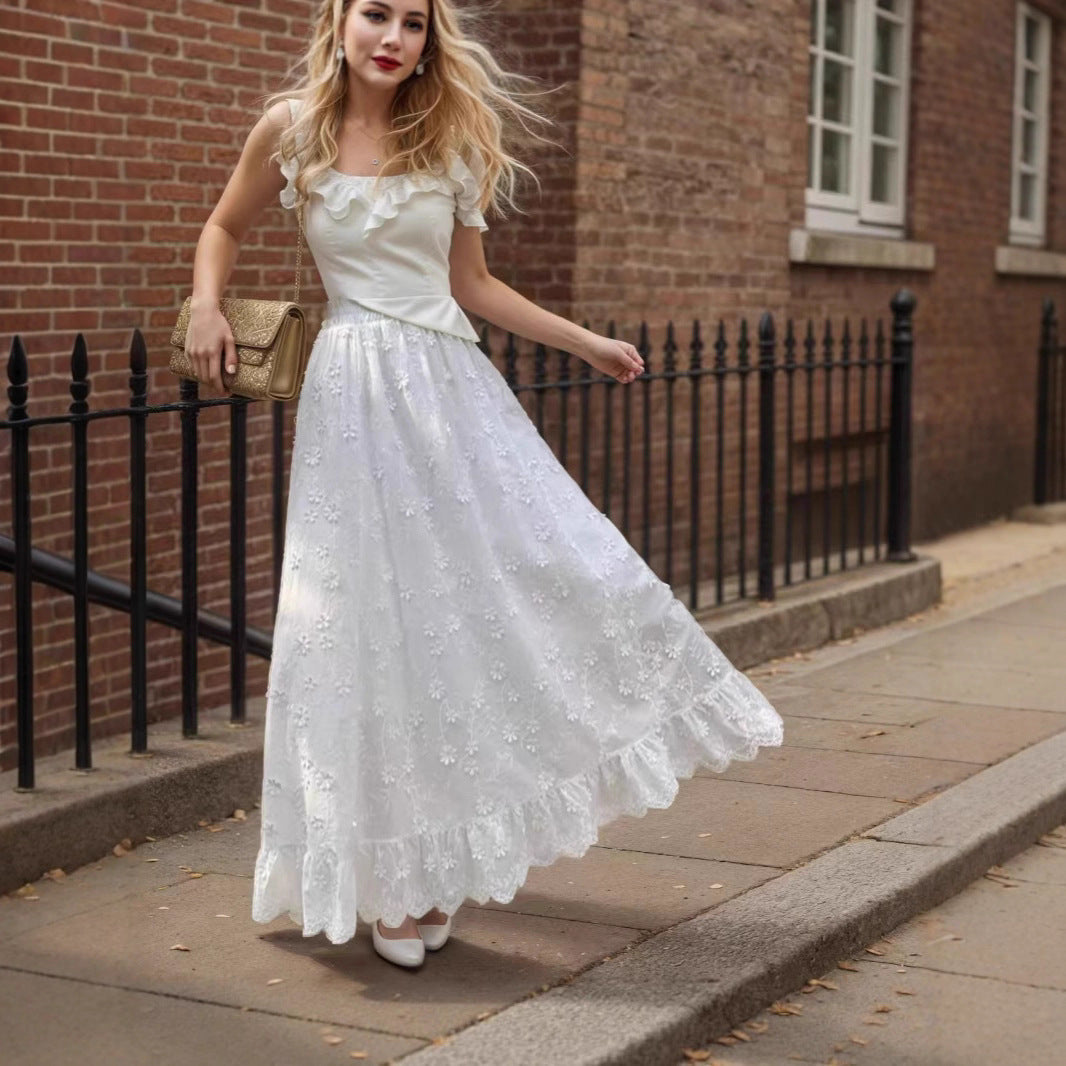 Stylish 3D Floral-embroidered Midi Dress