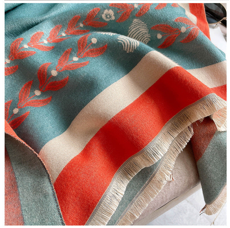Elegant Cashmere Scarf Color Matching Long Warm And Thick