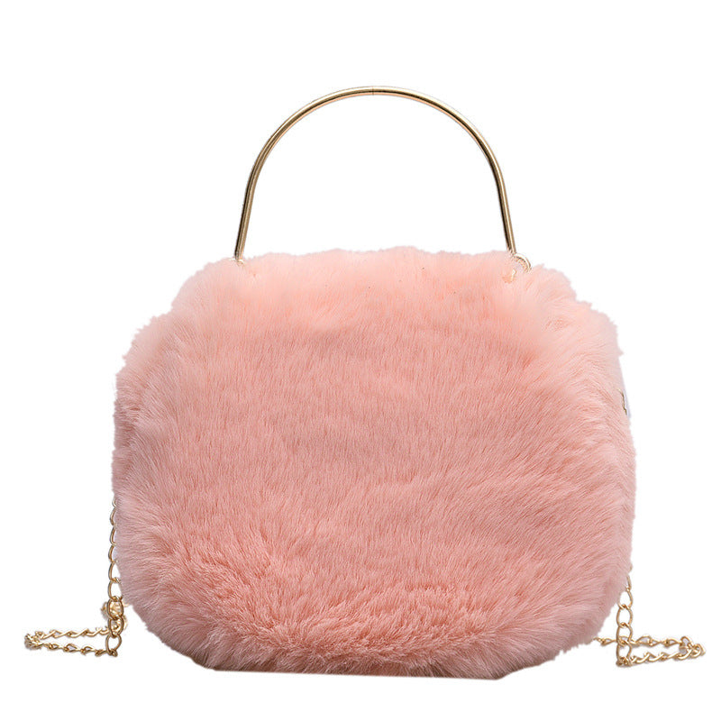 Women's Fashion Chain Plush Crossbody Bag