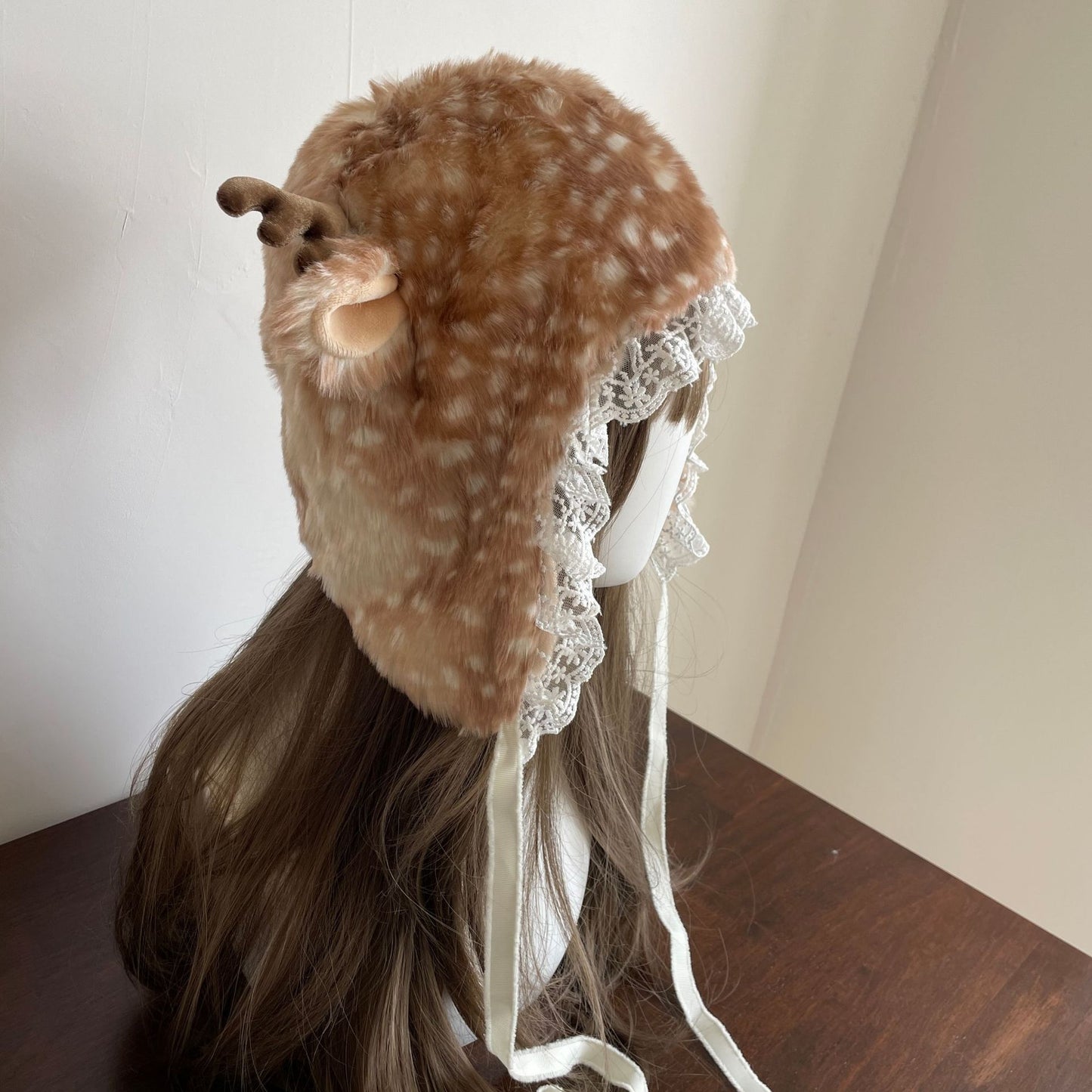 Girls Dress Up Plush Elk Warm Earflaps Cap