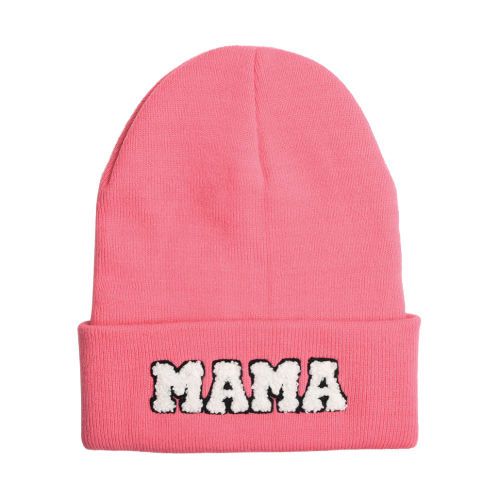 The New Mama Letter Embroidery Wool Hat Solid Color Warm