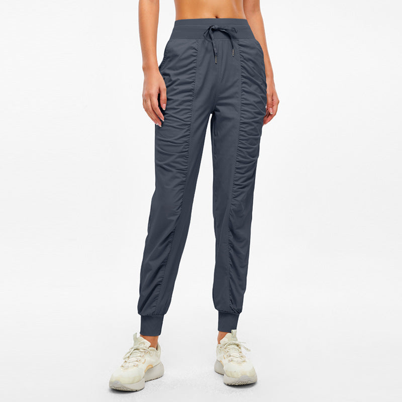 Sports Pants Women's Yoga Running Fitness Nine Points Quick-drying Breathable Pleated