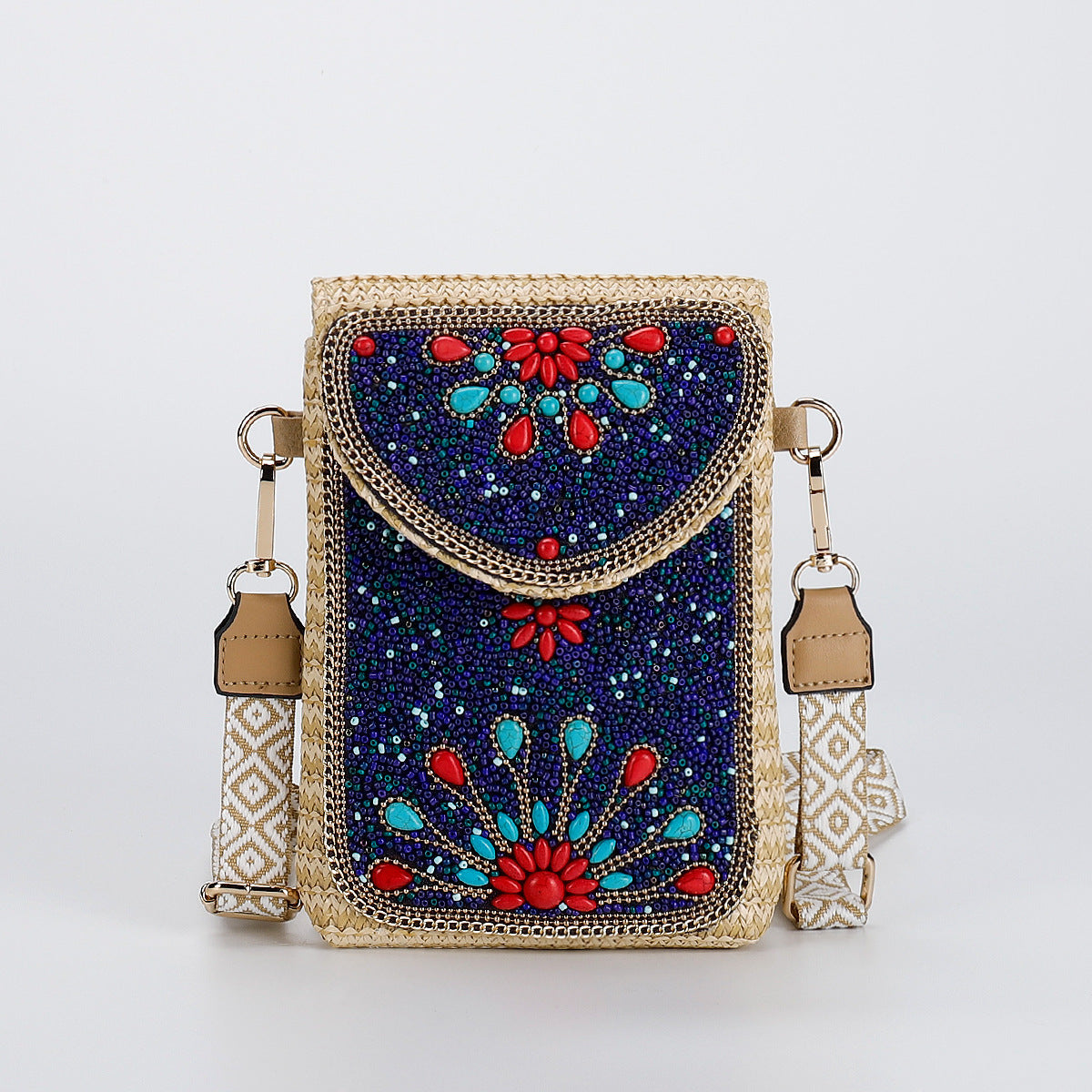 Rice Bead Bag Woven Women's Shoulder