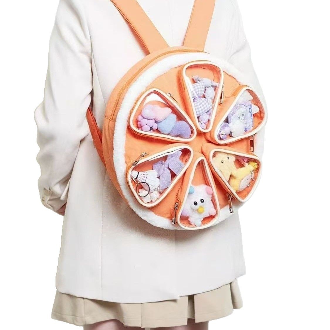 Multi-compartment Orange Cotton Backpack