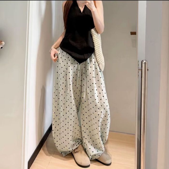 Womens Breathable High-Waisted Straight Pants With A Drawstring Waist