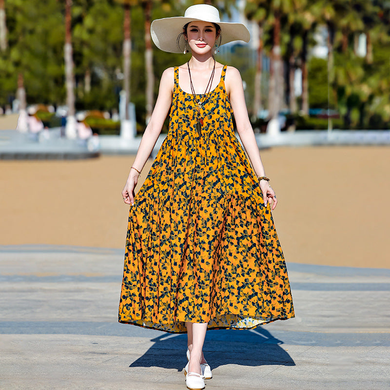 Beach Vacation French Style Floral Maxi Dress