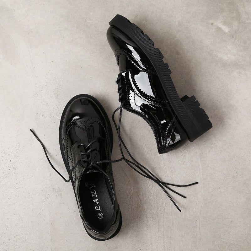 Versatile Lace Up Thick Heeled Sponge Shoes