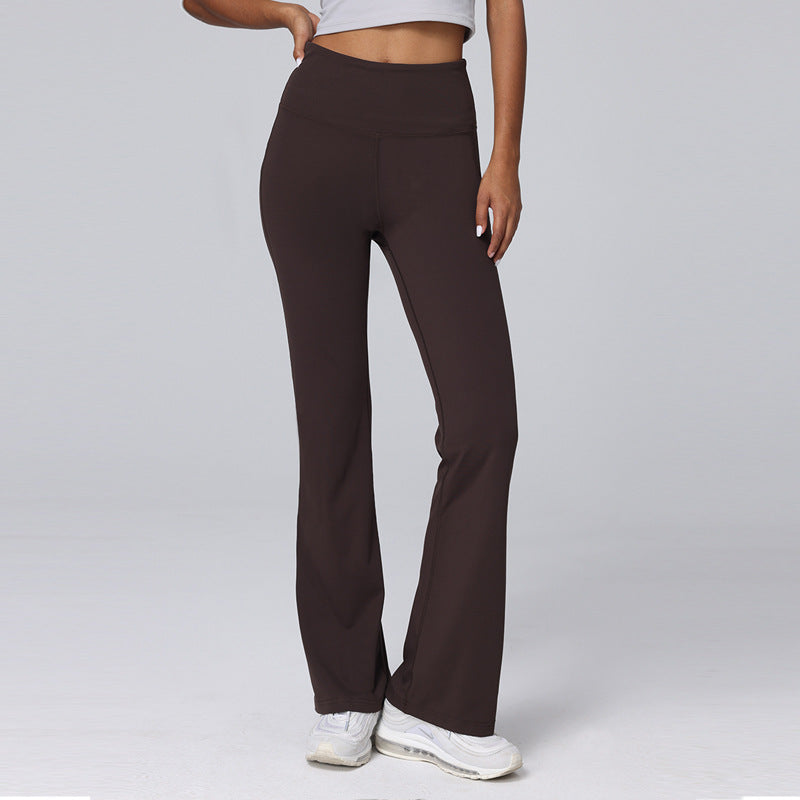 Nude Feel Sports Horn High Waist Hip Lift Stretch Fitness Wide-leg Pants