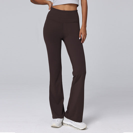 Nude Feel Sports Horn High Waist Hip Lift Stretch Fitness Wide-leg Pants