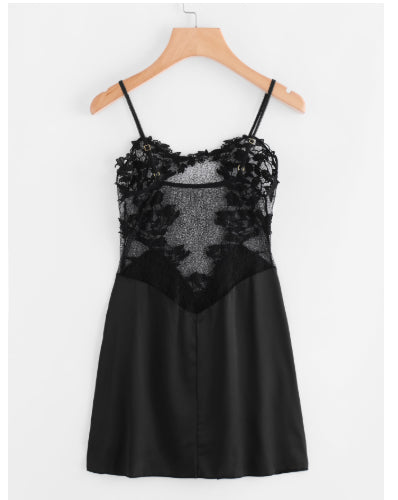 Lace See-through Nightdress Best-selling High-stretch Silk Lingerie Camisole For Women