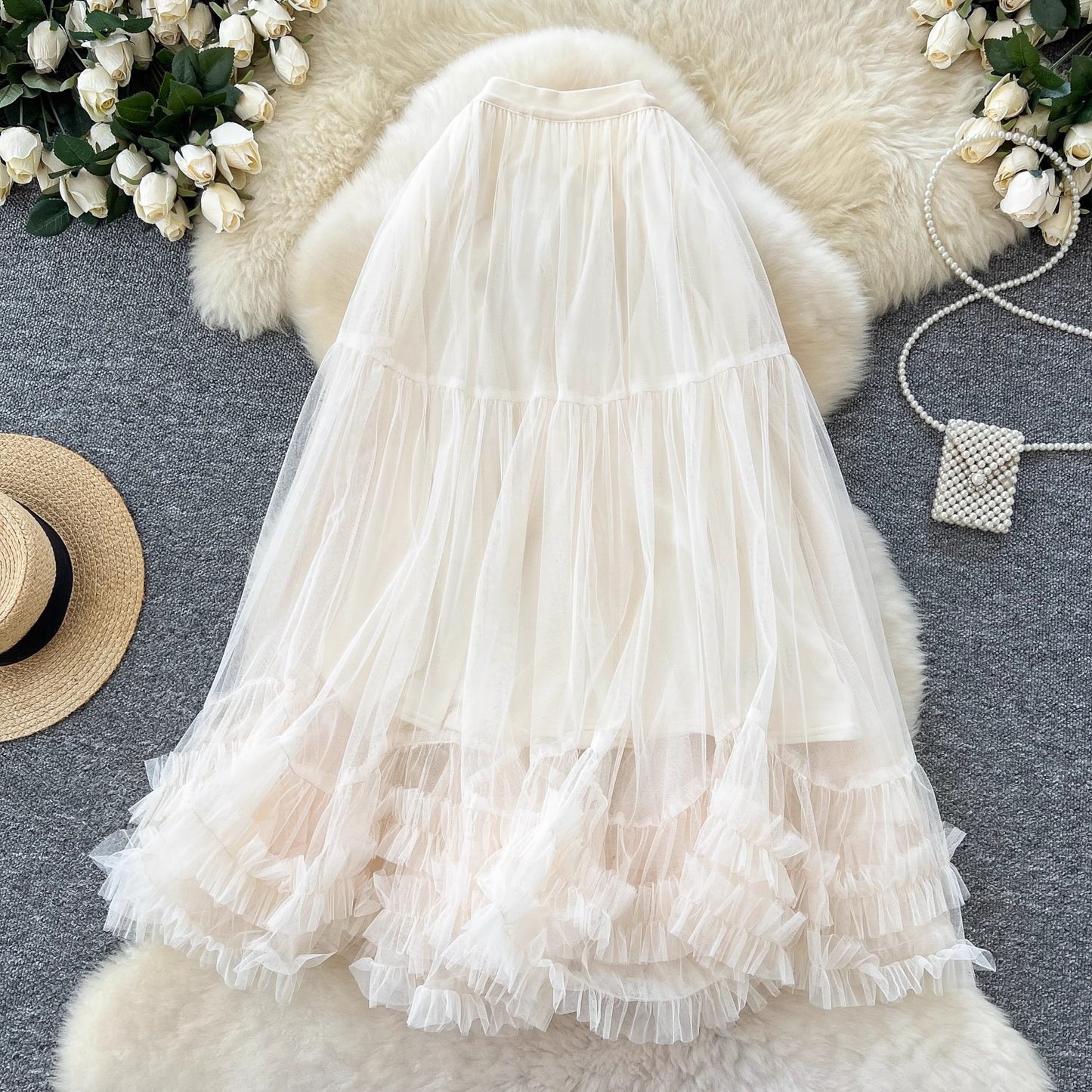 Fairy-like Tulle Skirt In A Soft Niche Winter Style