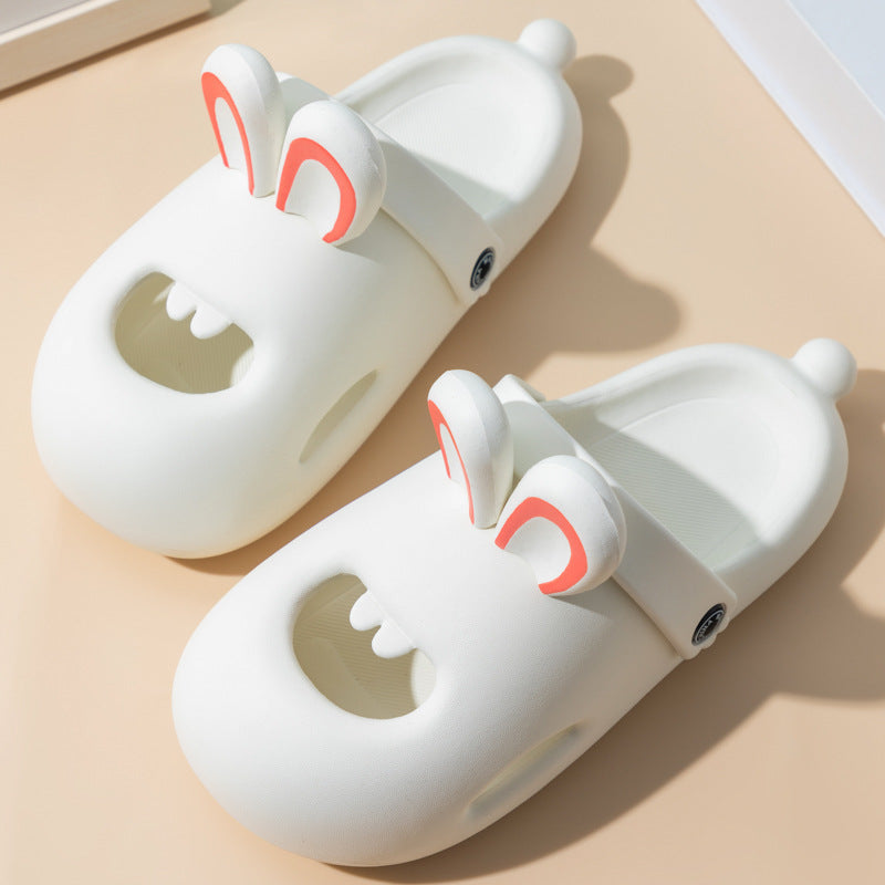 Summer New Women's Buck Teeth Rabbit Hole Shoes Poop Feeling Outdoor Household Soft Bottom Slippers Non-slip