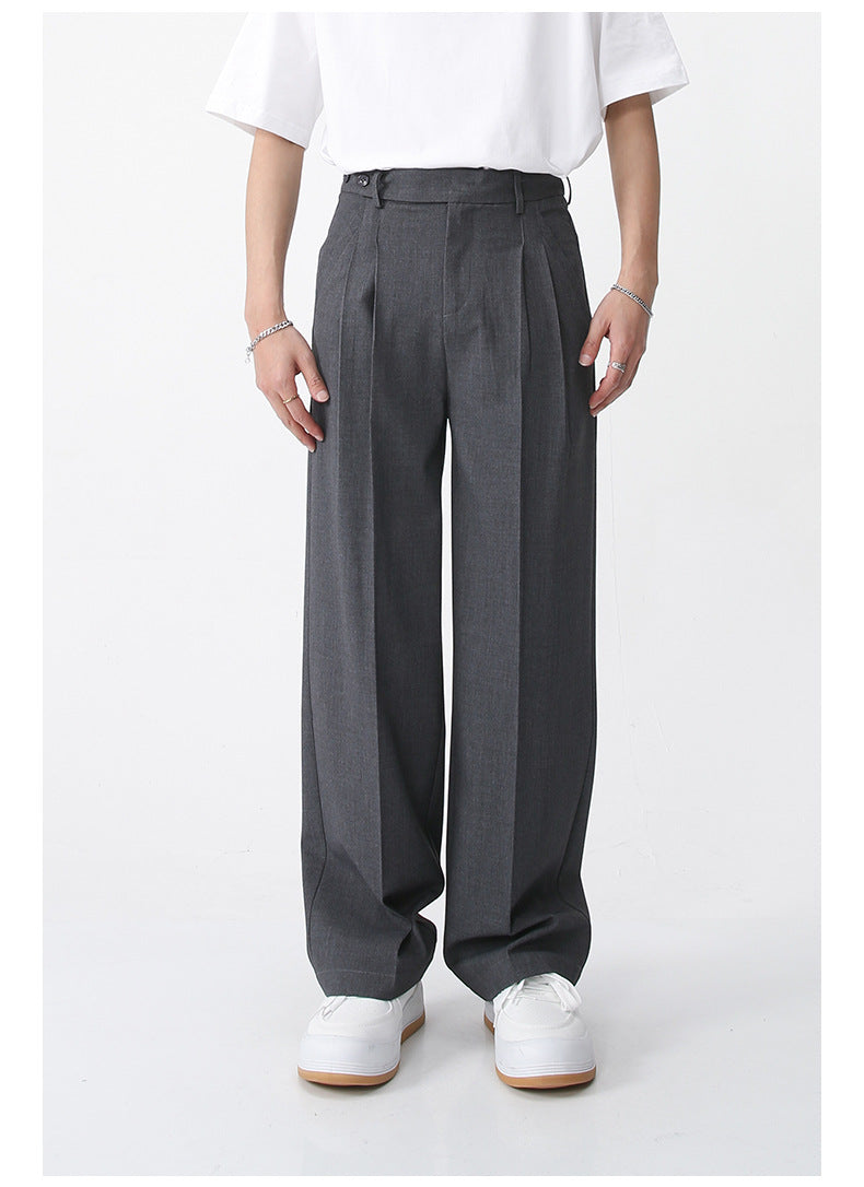 Casual Long Suit Pants With Loose Waist And Wide Legs