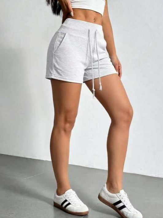New Casual High-waist Solid-color Athletic Shorts