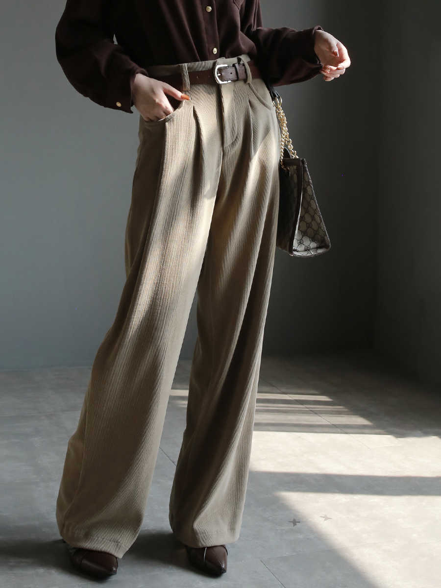 Corduroy Draping All-match Wide Leg Pants High Waist Straight Casual