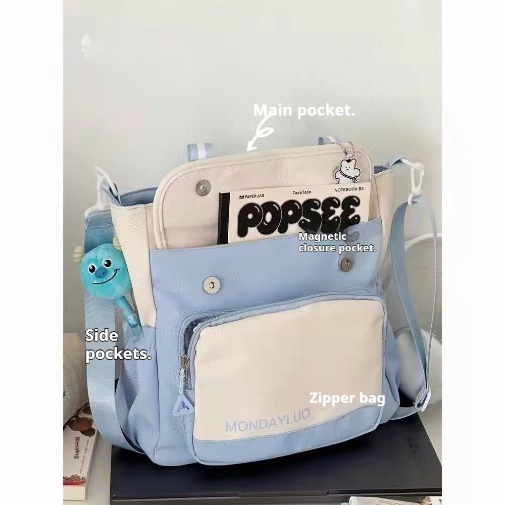 Commuter Tote Contrast Color And Versatile Crossbody Bag