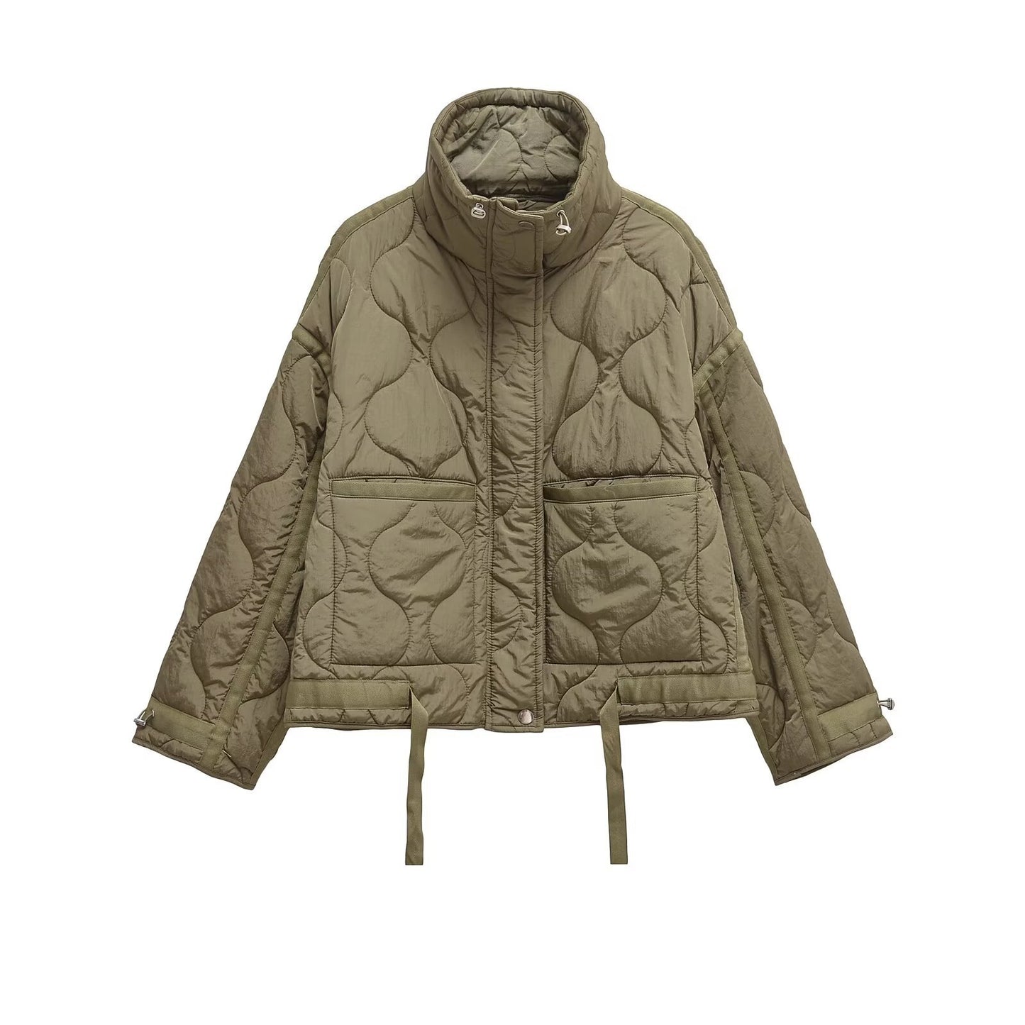 Women's Stand Collar Water Ripple Cotton Jacket Cuff
