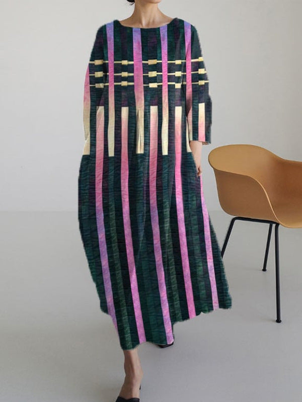 Loose-fitting Geometric Retro Maxi Skirt
