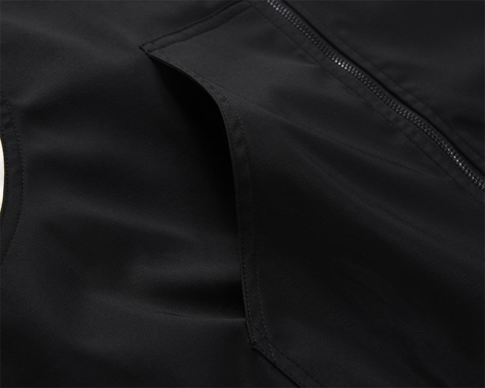 Guochao High Street Design Sleeve Pleated Color Contrast Patchwork Jacket Jacket