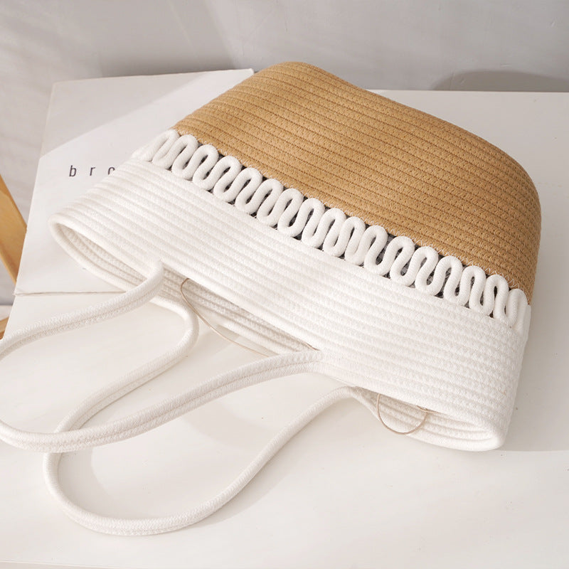 Cotton Bag Female Braided One Shoulder Large Capacity Portable