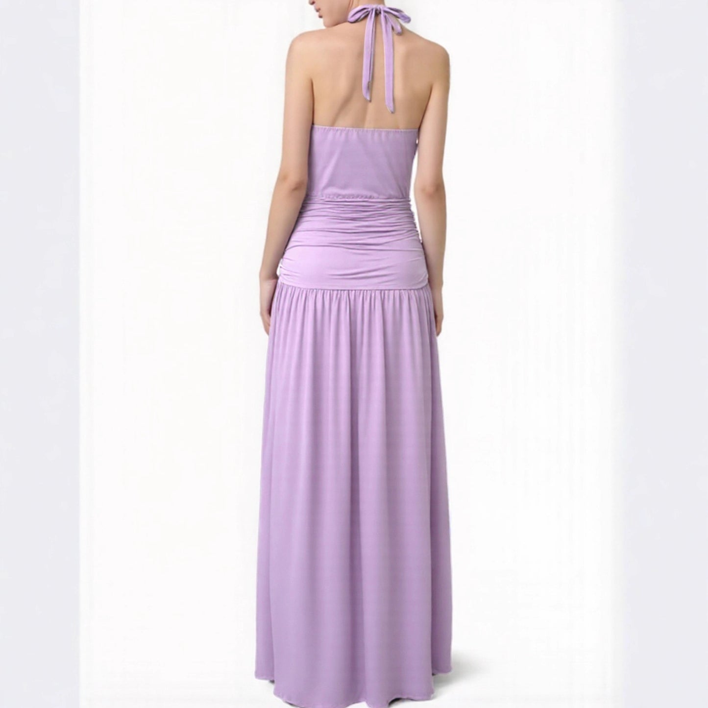Sexy Slit Bodycon Backless Halter Strap Evening Gown Long Dress