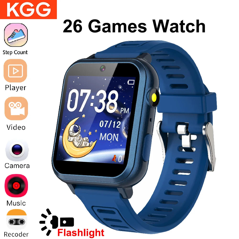 Children'S Wristwatch 24 Games Kids Smart Watch Music Play Pedometer Tracker Time Display Video Audio Record Torch Smartwatch