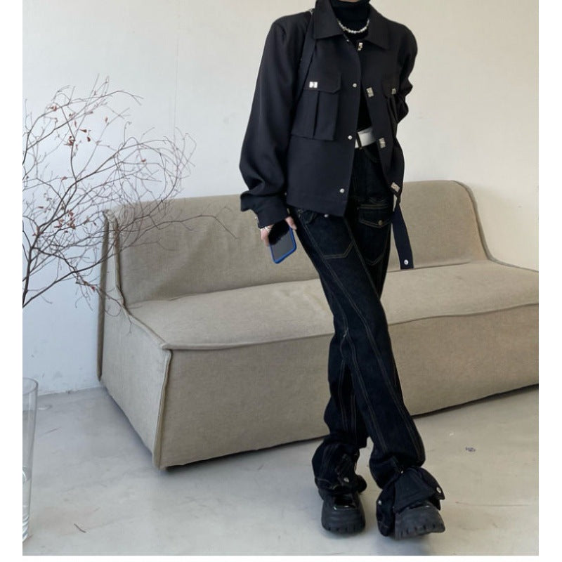 Women's Loose High Waist Slim Wide Leg Mopping Trousers