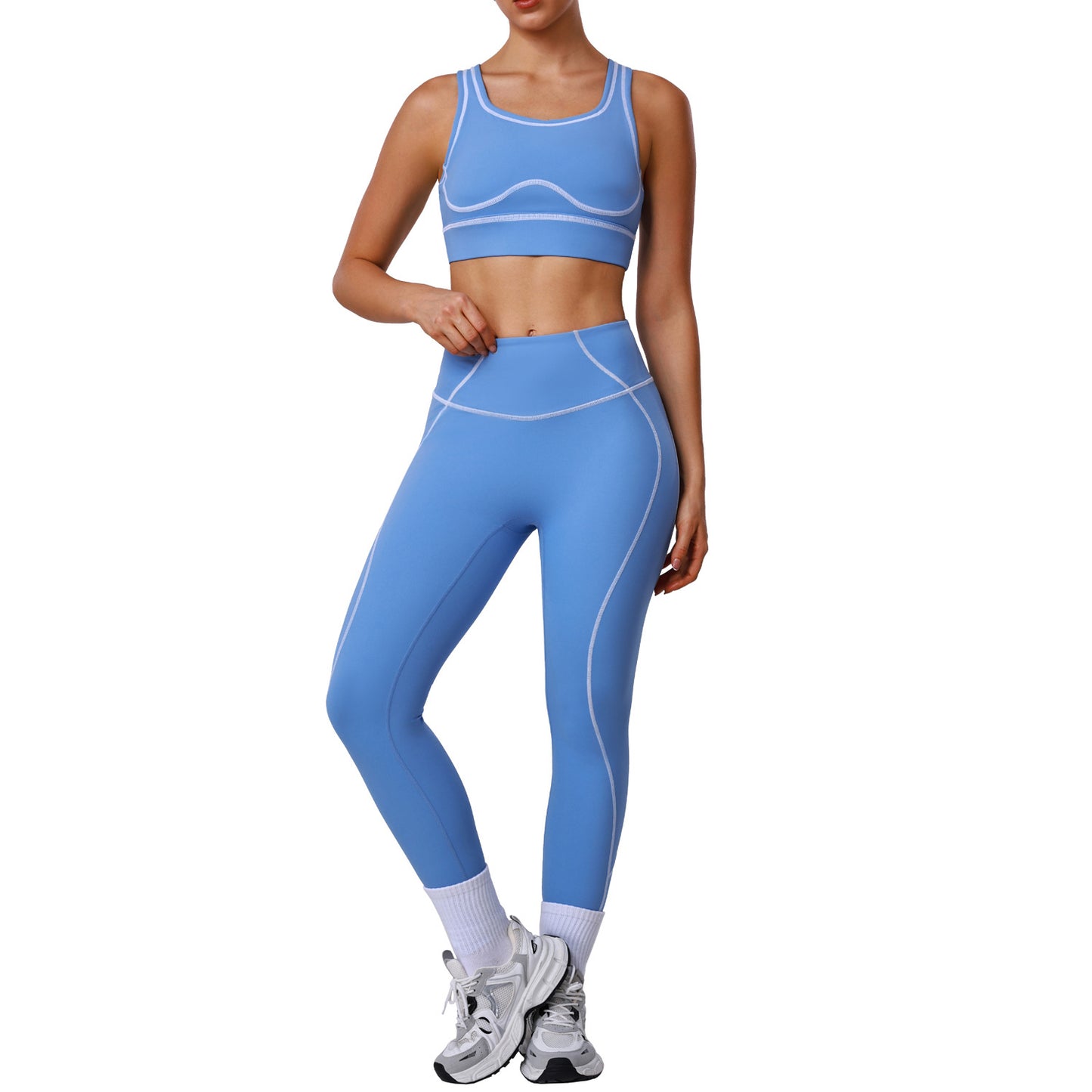 Tight-fitting Leggings And Shock-proof Sports Bra Fitness Running Set
