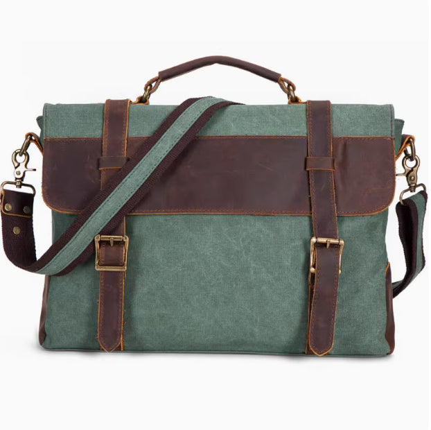Tote Briefcase Messenger Bag With Crazy Horse Cowhide Vintage