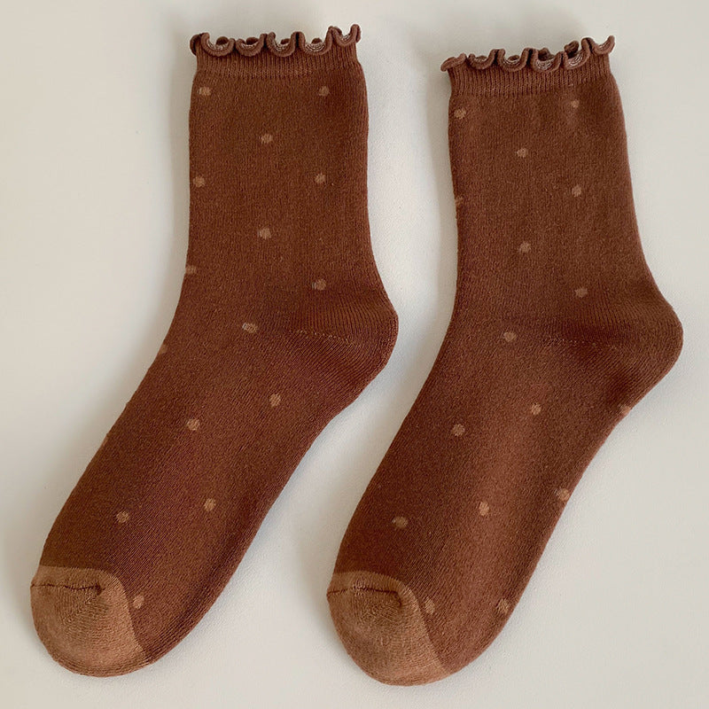 Retro Japanese Cute Polka Dot Thickened Cotton Socks