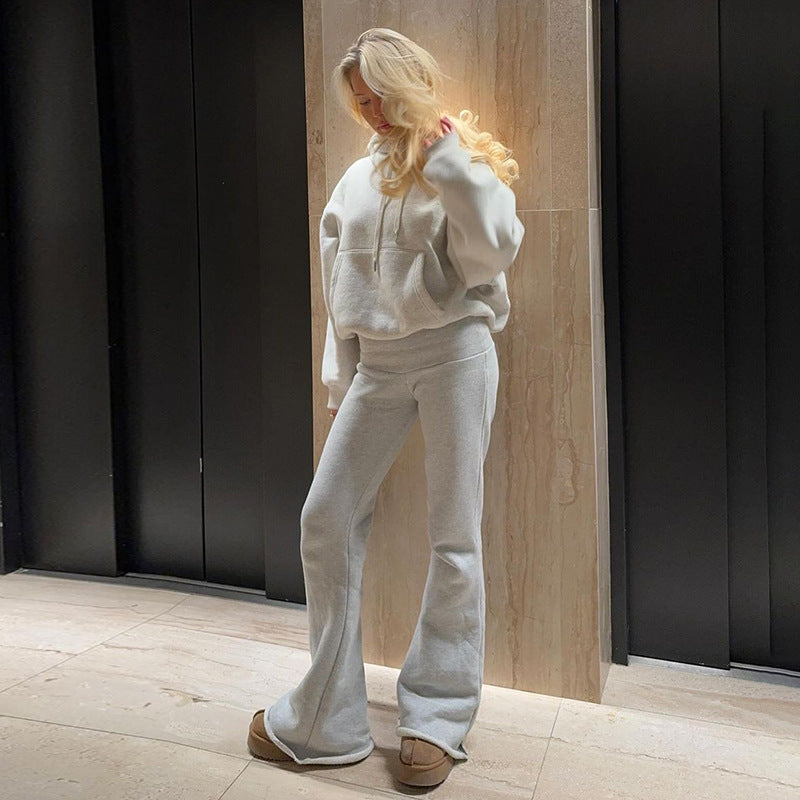 Printed Trendy Long-Sleeve T-Shirt And Flared Pants Set Casual Two-Piece Outfit