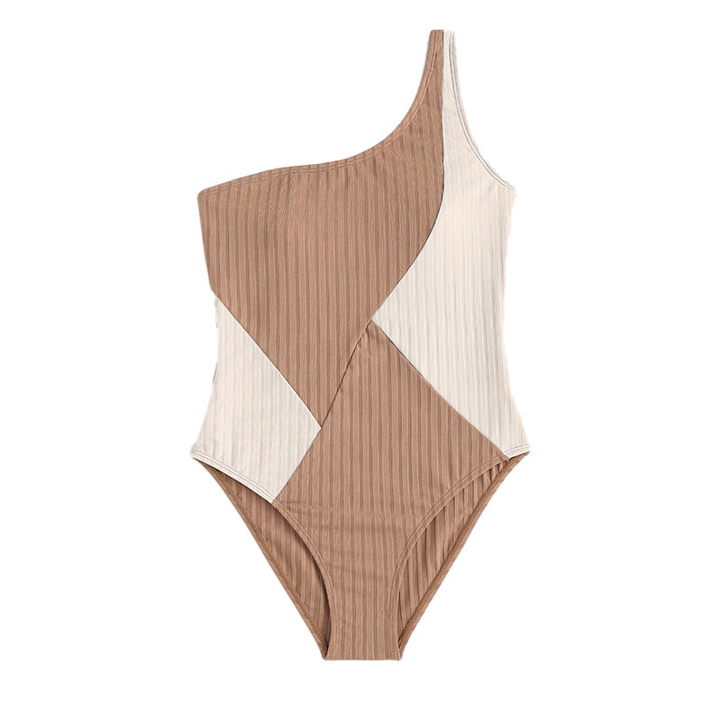 Girl's Swimsuit One-piece Shoulder Stitching