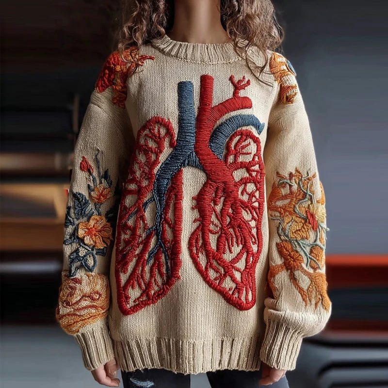 Womens Halloween Top Crew-neck Sweater With Faux Fur Details