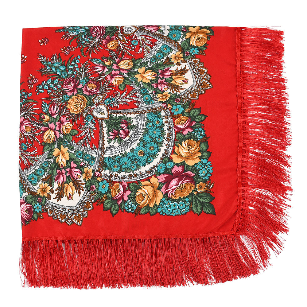 Shade And Sunscreen Printed Fringed Shawl
